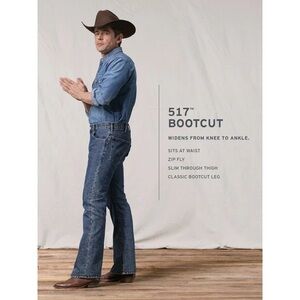 NWT Men's LEVI'S 517 Bootcut Blue Denim Jeans Size 33×30